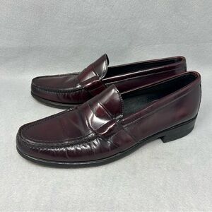 Stafford Comfort Plus Mens Burgundy Leather Slip On Loafers Sz 12